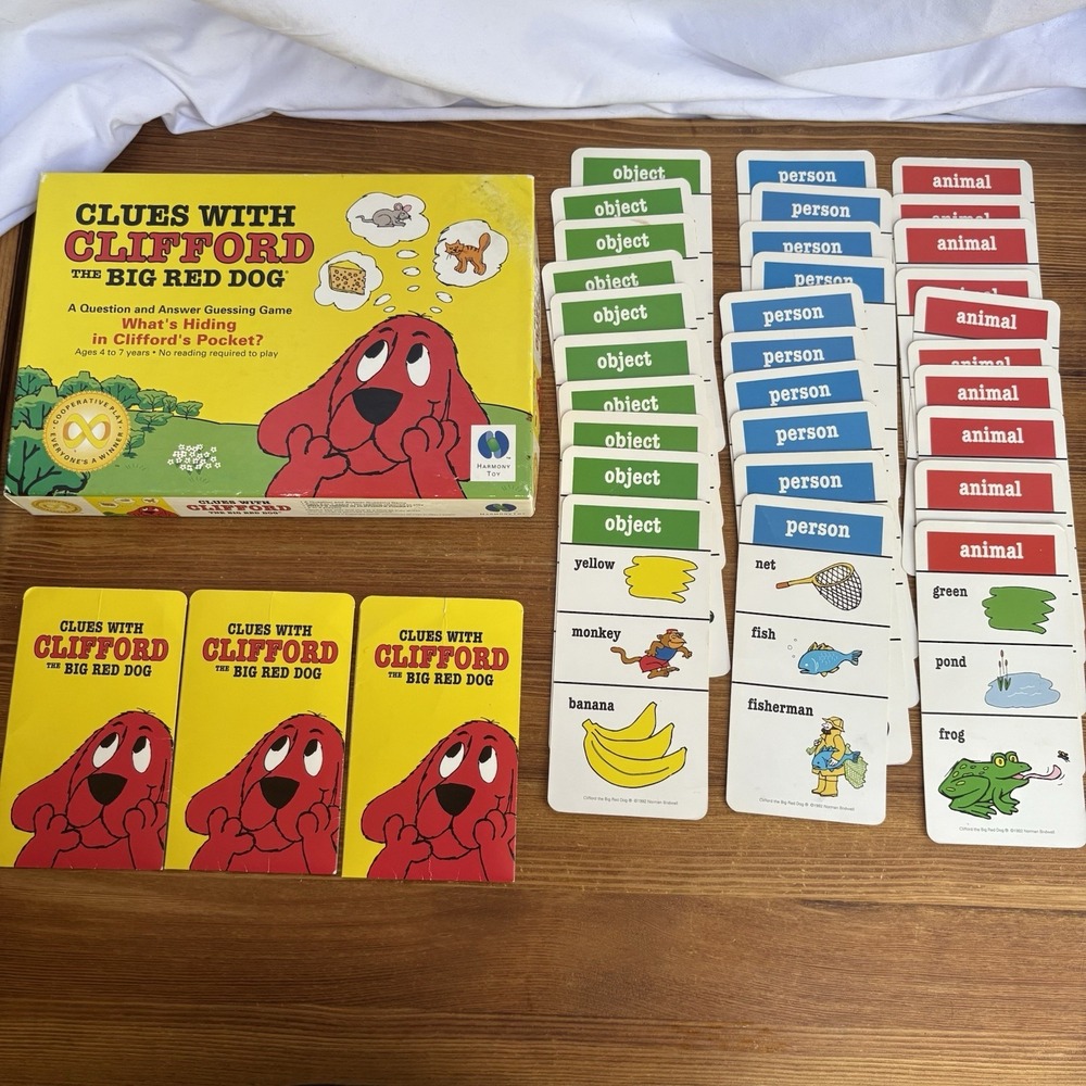 1992 Clues with Clifford Big Red Dog Game Complete Harmony Toy